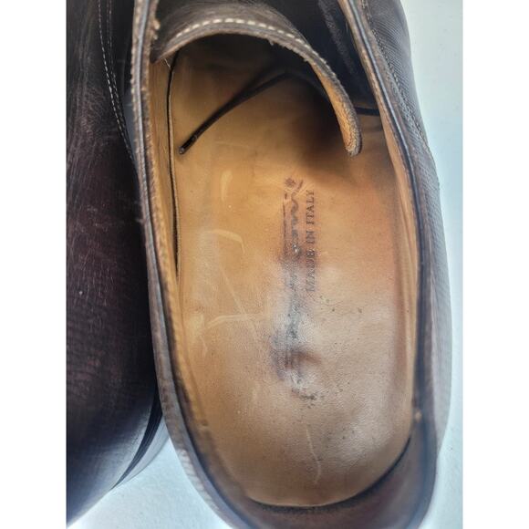 SANTONI Italy Made Brown Leather Dress Shoes 11 D| Sophisticate Preppy Old Money main image 15